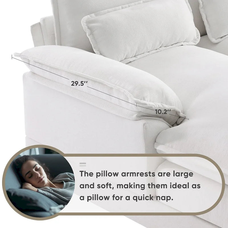 Divano a U 123*55 con Consolle, Portabicchieri e Porte USB, Divano Letto Simmetrico a U Rivestito a 6 Posti con Chaise longue