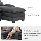 Divano a U 123*55 con Consolle, Portabicchieri e Porte USB, Divano Letto Simmetrico a U Rivestito a 6 Posti con Chaise longue