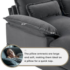 Divano a U 123*55 con Consolle, Portabicchieri e Porte USB, Divano Letto Simmetrico a U Rivestito a 6 Posti con Chaise longue