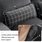 Divano a U 123*55 con Consolle, Portabicchieri e Porte USB, Divano Letto Simmetrico a U Rivestito a 6 Posti con Chaise longue
