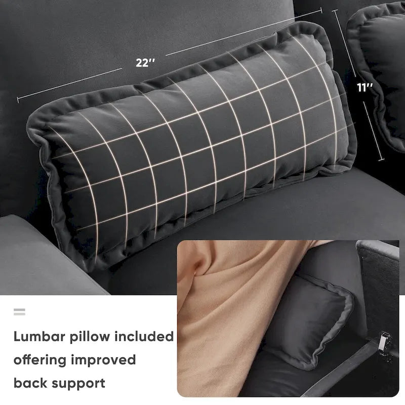 Divano a U 123*55 con Consolle, Portabicchieri e Porte USB, Divano Letto Simmetrico a U Rivestito a 6 Posti con Chaise longue