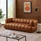 Divano di lusso Mid-Century Modern in pelle color cognac
