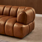 Divano di lusso Mid-Century Modern in pelle color cognac