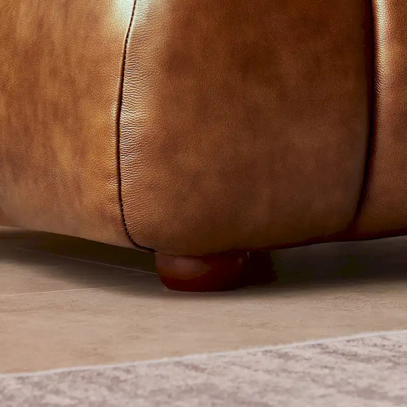 Divano di lusso Mid-Century Modern in pelle color cognac
