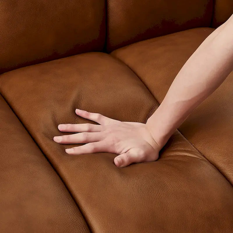 Divano di lusso Mid-Century Modern in pelle color cognac
