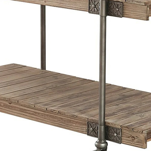 Consolle da 47 pollici, Design a Plancia, 1 Ripiano, Ruote, Marrone, Nero