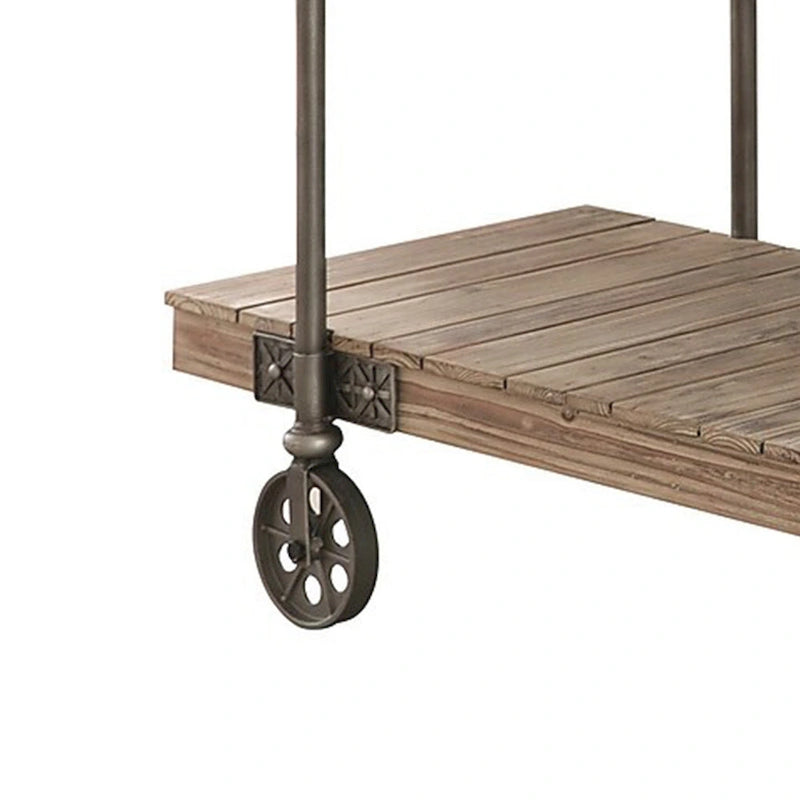 Consolle da 47 pollici, Design a Plancia, 1 Ripiano, Ruote, Marrone, Nero