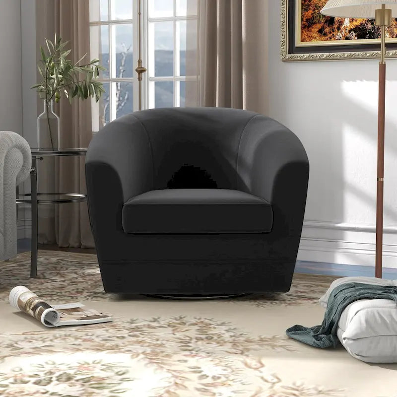 Poltrona girevole con pouf, comoda poltrona a barilotto girevole a 360 gradi in velluto per camera da letto, sala lettura