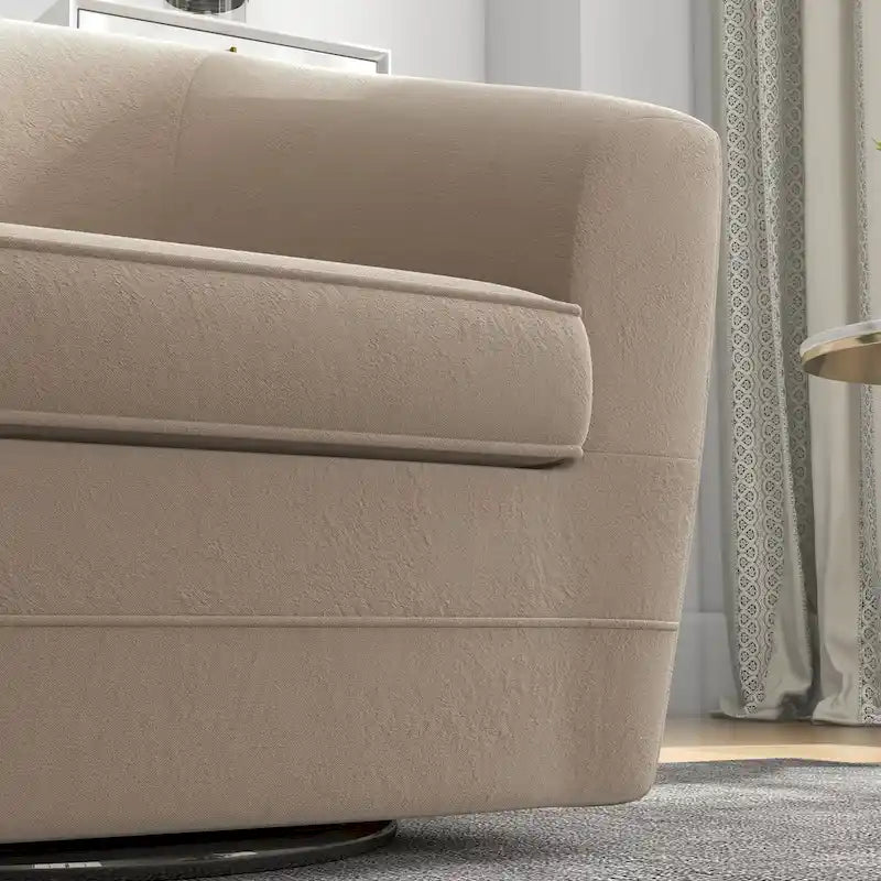 Poltrona girevole con pouf, comoda poltrona a barilotto girevole a 360 gradi in velluto per camera da letto, sala lettura
