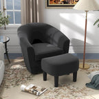 Poltrona girevole con pouf, comoda poltrona a barilotto girevole a 360 gradi in velluto per camera da letto, sala lettura