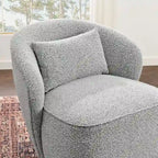 Poltrona girevole accentata in tessuto bouclé Sherpa