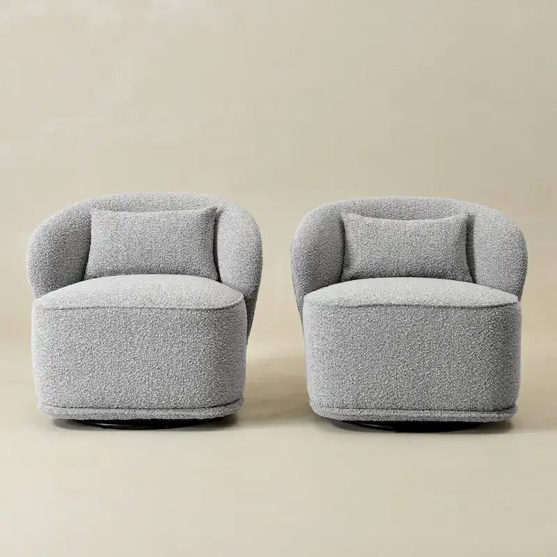Poltrona girevole accentata in tessuto bouclé Sherpa