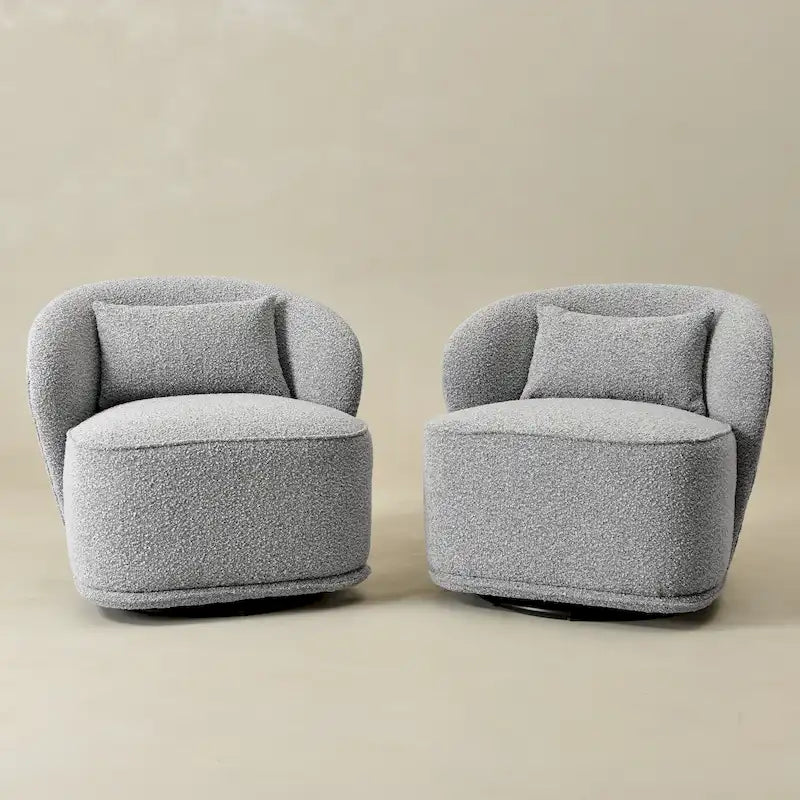 Poltrona girevole accentata in tessuto bouclé Sherpa