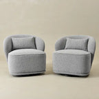 Poltrona girevole accentata in tessuto bouclé Sherpa