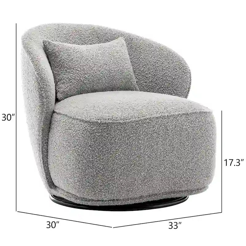 Poltrona girevole accentata in tessuto bouclé Sherpa