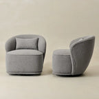 Poltrona girevole accentata in tessuto bouclé Sherpa