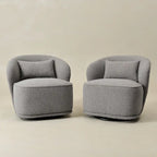 Poltrona girevole accentata in tessuto bouclé Sherpa