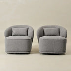Poltrona girevole accentata in tessuto bouclé Sherpa
