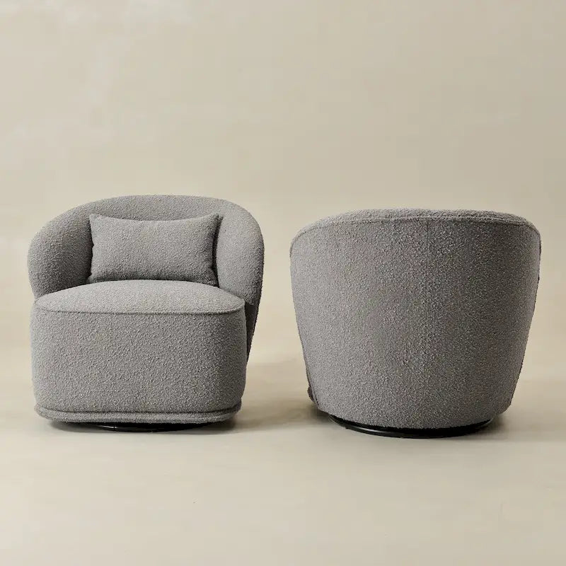 Poltrona girevole accentata in tessuto bouclé Sherpa
