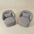 Poltrona girevole accentata in tessuto bouclé Sherpa