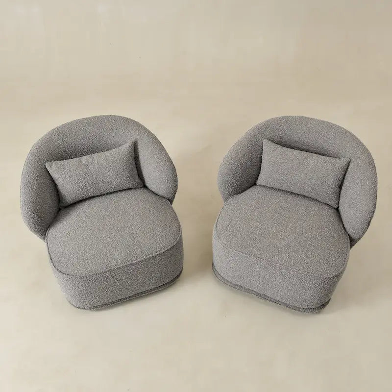 Poltrona girevole accentata in tessuto bouclé Sherpa