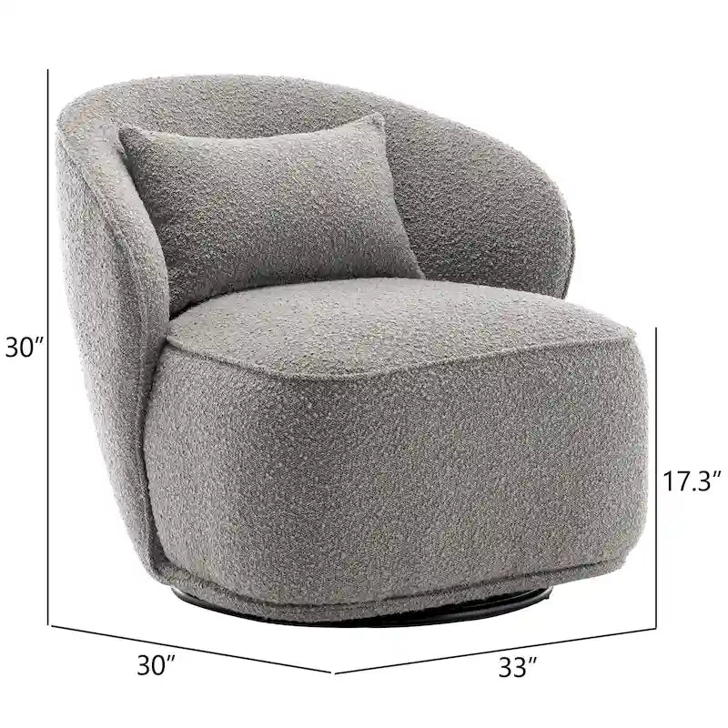 Poltrona girevole accentata in tessuto bouclé Sherpa