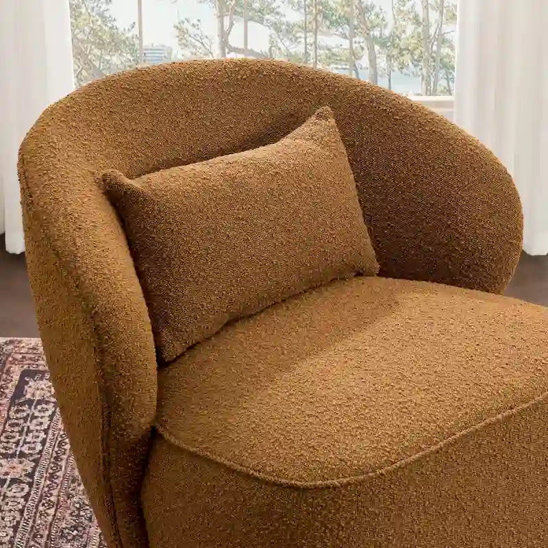 Poltrona girevole accentata in tessuto bouclé Sherpa