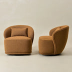 Poltrona girevole accentata in tessuto bouclé Sherpa