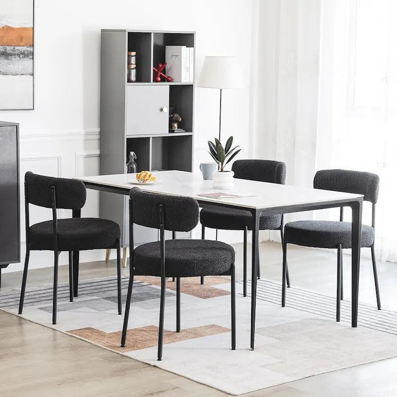 Sedie da pranzo, sedie da cucina Mid Century Modern imbottite in Bouclé