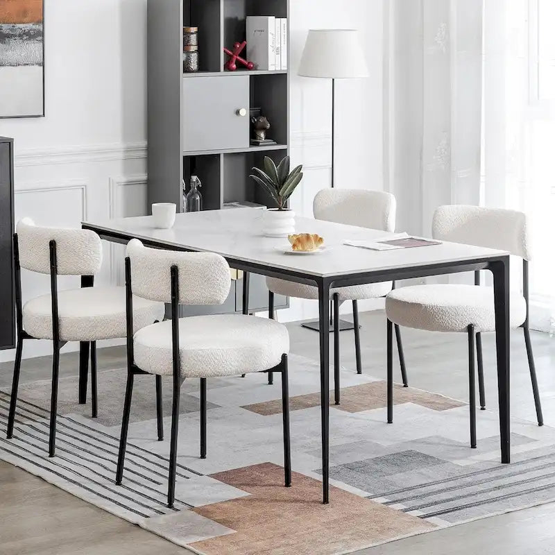 Sedie da pranzo, sedie da cucina Mid Century Modern imbottite in Bouclé