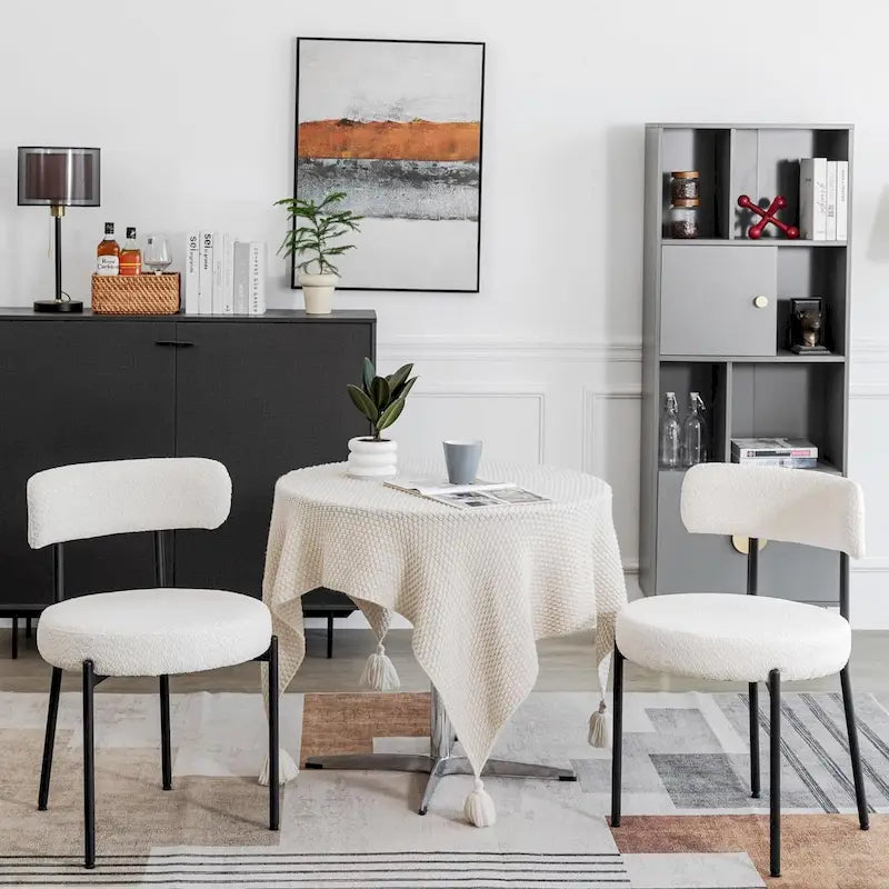Sedie da pranzo, sedie da cucina Mid Century Modern imbottite in Bouclé