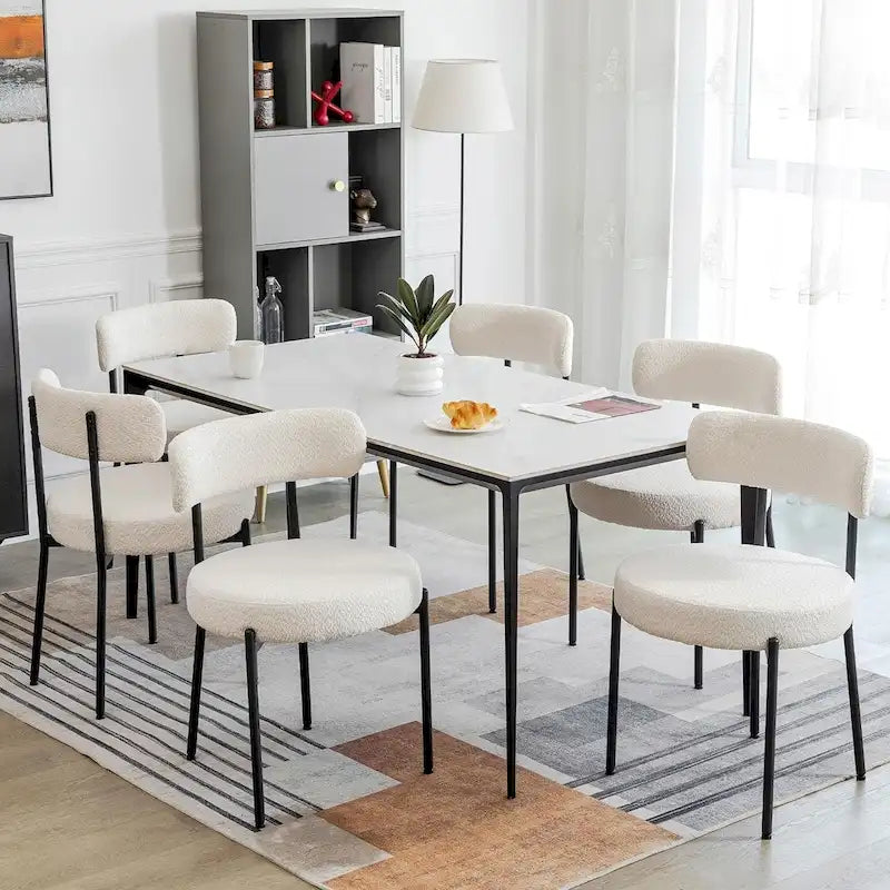 Sedie da pranzo, sedie da cucina Mid Century Modern imbottite in Bouclé