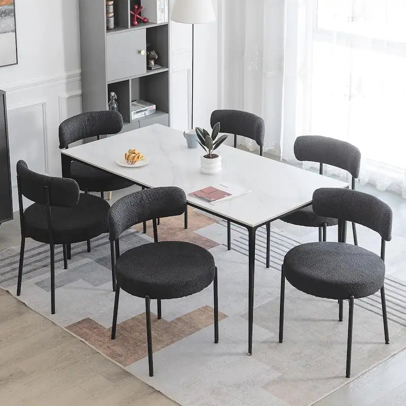 Sedie da pranzo, sedie da cucina Mid Century Modern imbottite in Bouclé