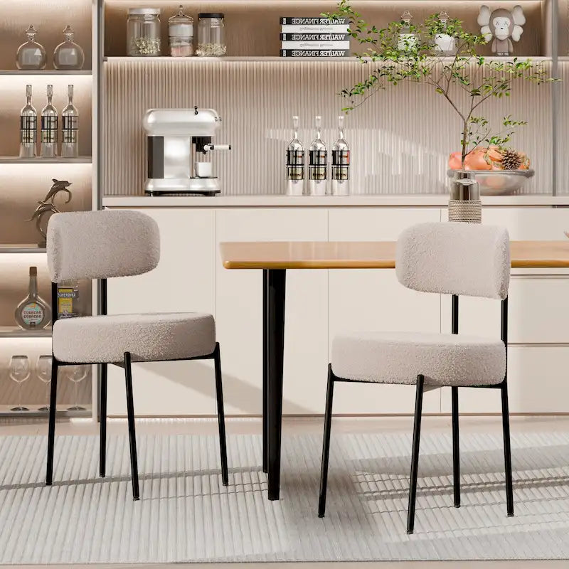 Sedie da pranzo, sedie da cucina Mid Century Modern imbottite in Bouclé