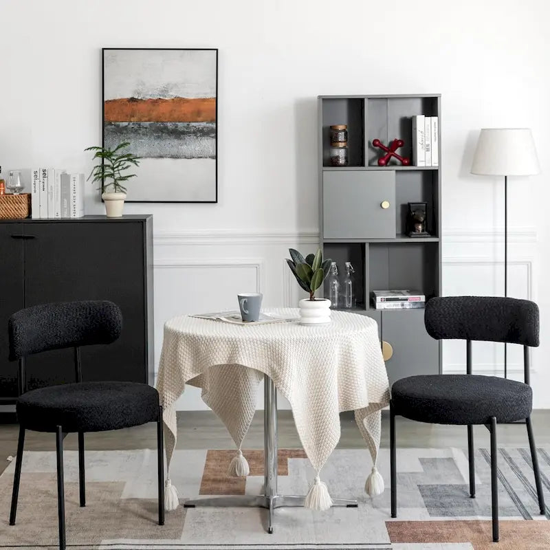 Sedie da pranzo, sedie da cucina Mid Century Modern imbottite in Bouclé
