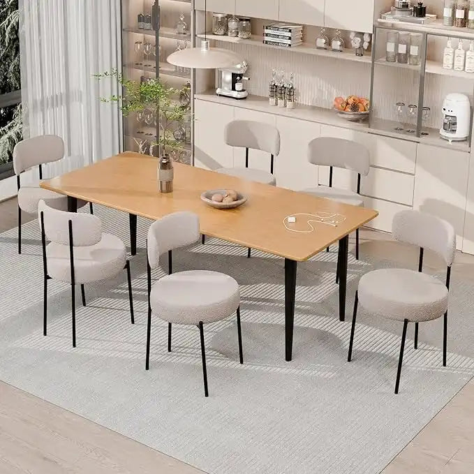 Sedie da pranzo, sedie da cucina Mid Century Modern imbottite in Bouclé