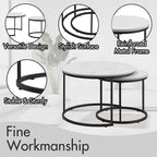 Tavolino da caffè con design salvaspazio, Tavolino rotondo da 70 cm con finitura in legno e robusta struttura in metallo, Tavolino laterale d'appoggio