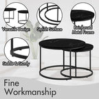 Tavolino da caffè con design salvaspazio, Tavolino rotondo da 70 cm con finitura in legno e robusta struttura in metallo, Tavolino laterale d'appoggio