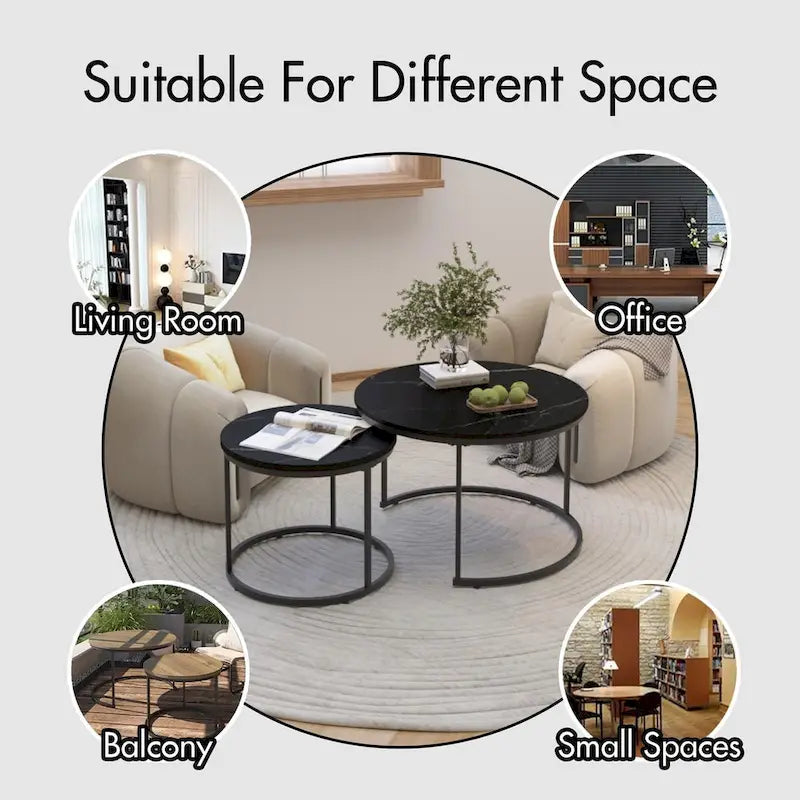 Tavolino da caffè con design salvaspazio, Tavolino rotondo da 70 cm con finitura in legno e robusta struttura in metallo, Tavolino laterale d'appoggio
