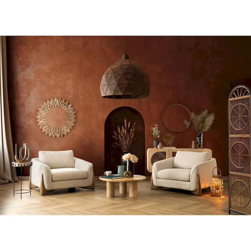Coppia elegante di tavolini boho in legno di mango