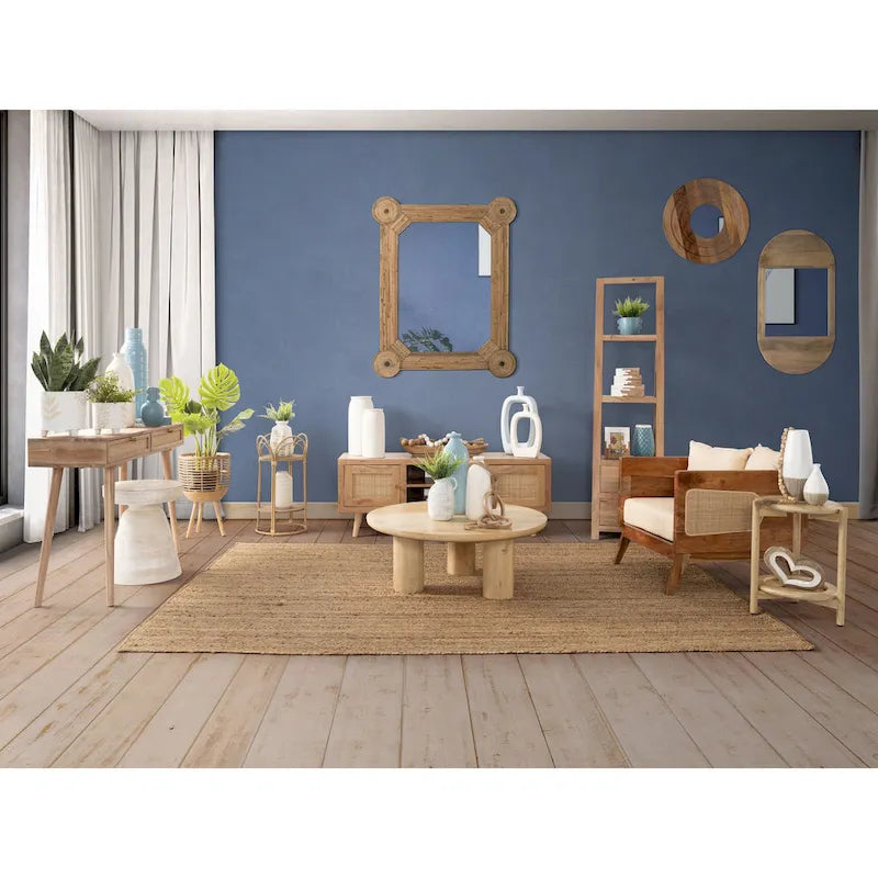 Coppia elegante di tavolini boho in legno di mango