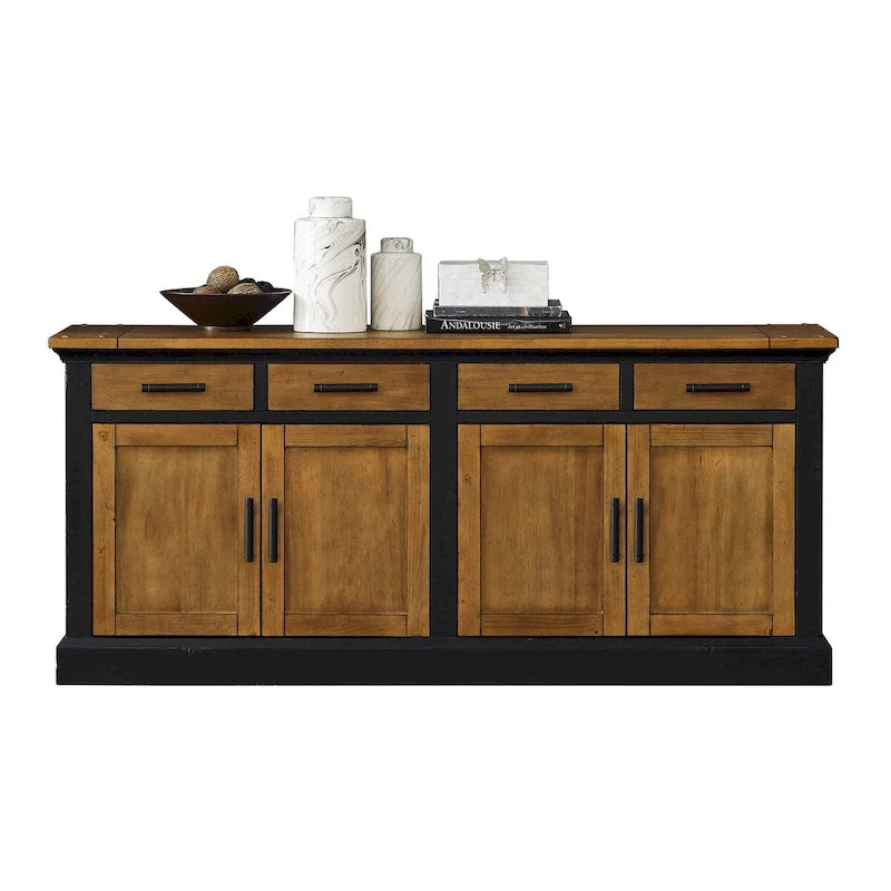 Credenza in legno, mobile contenitore per ufficio, porta TV, nero