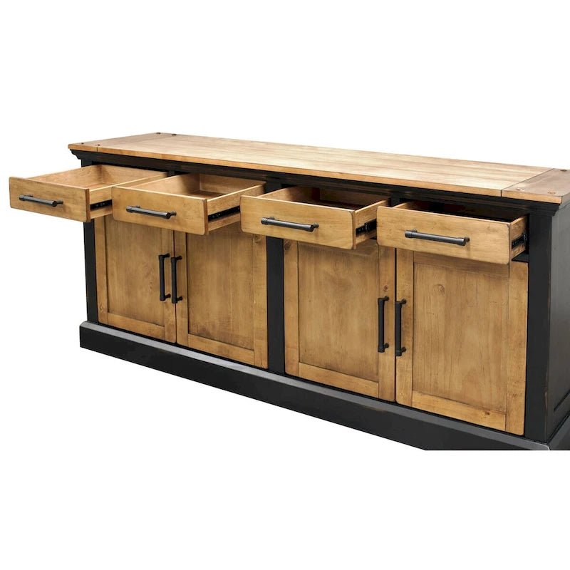 Credenza in legno, mobile contenitore per ufficio, porta TV, nero