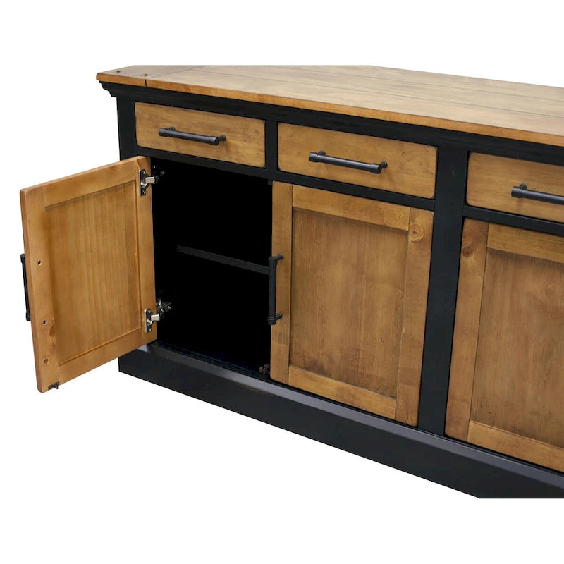 Credenza in legno, mobile contenitore per ufficio, porta TV, nero