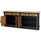 Credenza in legno, mobile contenitore per ufficio, porta TV, nero