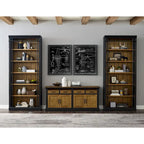 Credenza in legno, mobile contenitore per ufficio, porta TV, nero