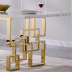 Tavolo da pranzo di lusso in finto marmo bianco con piano da 78 pollici e base in metallo