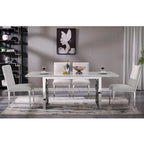 Tavolo da pranzo di lusso in finto marmo bianco con piano da 78 pollici e base in metallo