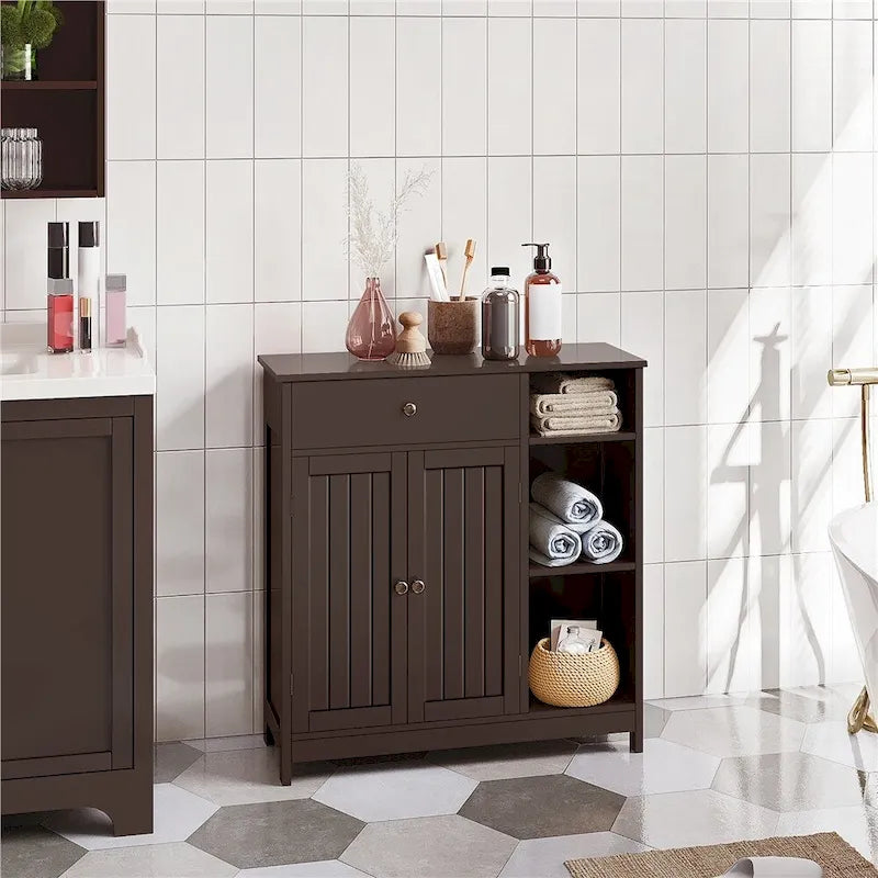 Mobiletto da bagno a colonna con cassetto regolabile