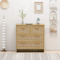 Comodino in Rattan a 4 Cassetti